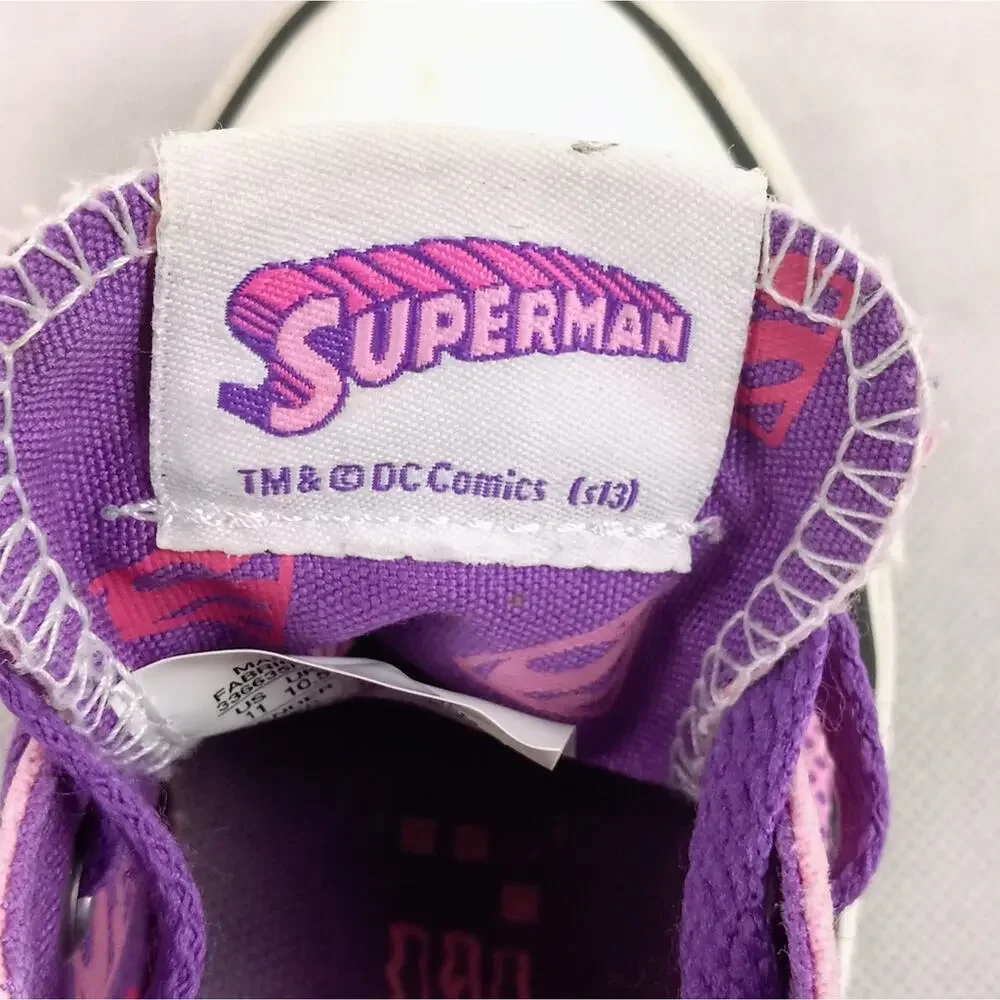 Converse Superman All Star Low Top Shoes Youths 11 Pink Purple DC Comics 336635F